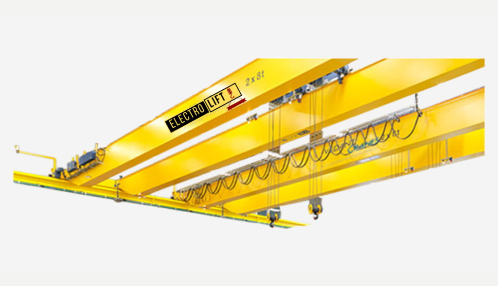 Double Girder EOT Crane: A sturdy industrial crane designed for heavy lifting and precise material handling.